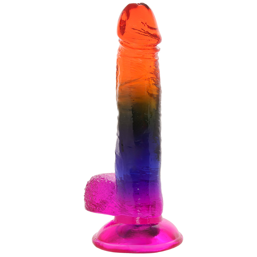 Crystal Jellies 8.5 Inch Cock & Balls Dildo in Rainbow