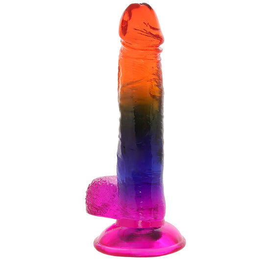 Crystal Jellies 8.5 Inch Cock & Balls Dildo in Rainbow