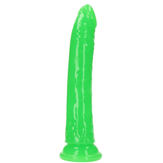 RealRock Glow In The Dark 10 Inch Slim Dildo in Green