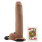 10 Inch Hollow Vibrating Strap-On with Remote in Tan