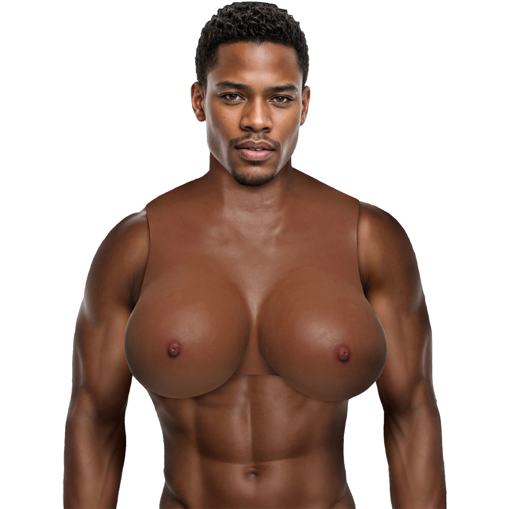 Master Series Perky Pair G-Cup Silicone Breasts in Dark