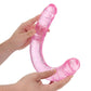 RealRock Crystal Jelly 18 Inch Double Dildo in Pink