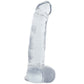 Crystal Jellies 8 Inch Curved Ballsy Dildo in Clear