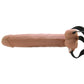 10 Inch Hollow Vibrating Strap-On with Remote in Tan