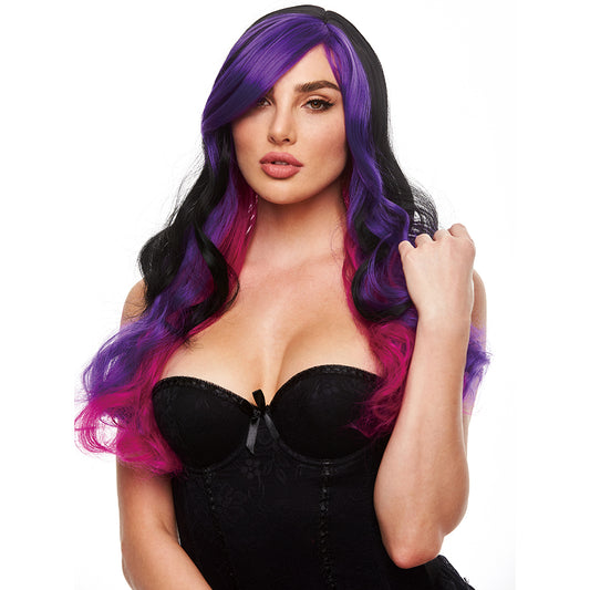 Brandi Curled Wig in Dark Rainbow