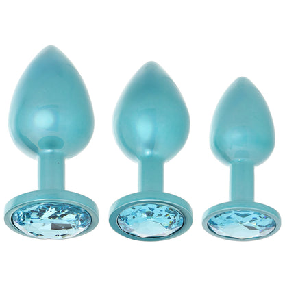 Rear Assets 3 Piece Metal Butt Plug Kit in Teal