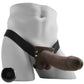 8 Inch Hollow Vibrating Strap-On with Remote in Brown