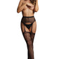 Le Désir Black Garterbelt Stockings With Lace Top in OS