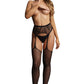 Le Désir Black Fishnet And Lace Garterbelt Stockings in OS