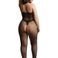 Le Désir Black Fishnet And Lace Bodystocking XL