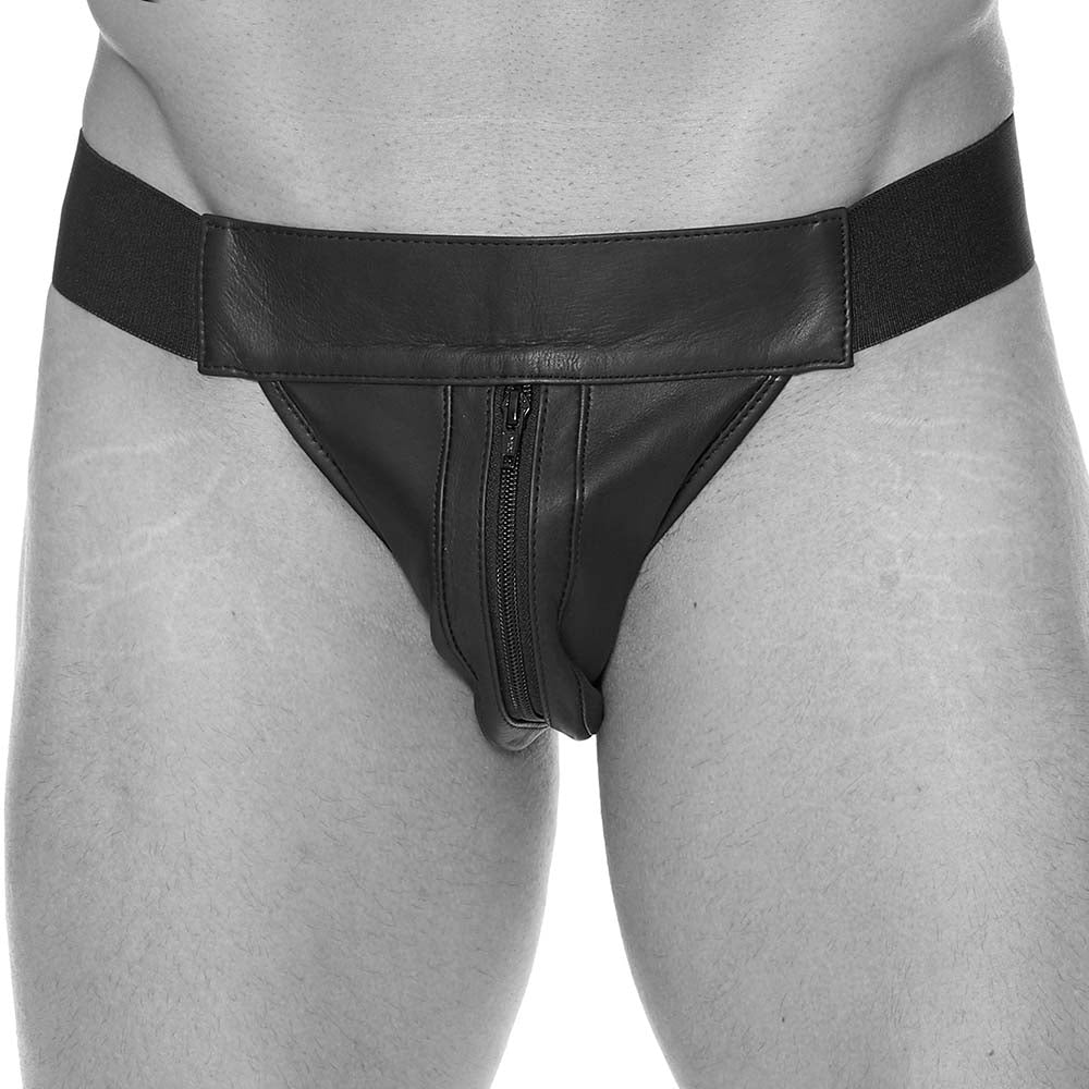 Ouch! Striped Front Zip Jock in L/XL