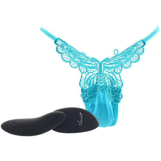 Blue Butterfly Thong & Remote Panty Vibe in OSXL