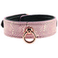 Lockable Leather Collar and Leash in Pink Snake Print