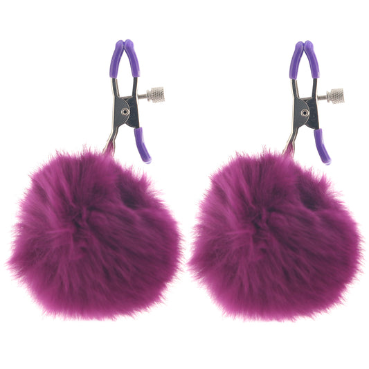 Sexy AF Puff Ball Nipple Clamps in Purple