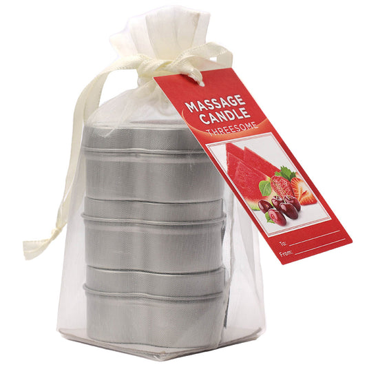 Threesome Edible Massage Candle Gift Set in Fruit Mix