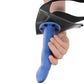 Ouch! Curved 8 Inch Hollow Strap-On in Metallic Blue