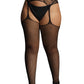 Le Désir Fishnet and Lace Garterbelt Stockings in OSXL