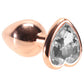 Small Aluminum Plug with Clear Heart Gem in Rose Gold