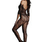 Le Désir Black Lace Sleeved Bodystocking in OS