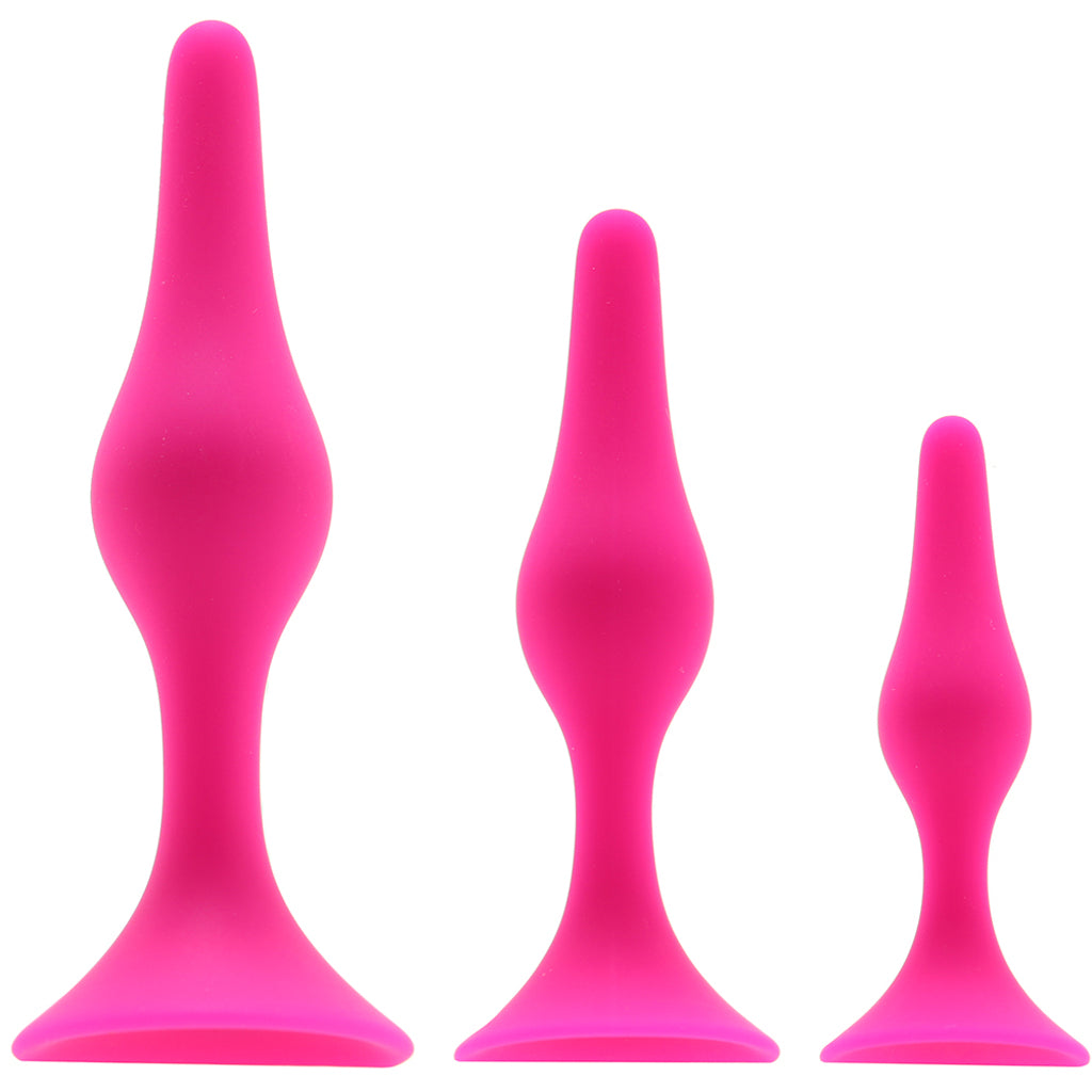 Luxe Beginner Silicone Butt Plug Kit in Pink