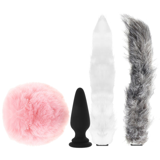 Tailz Snap-On Anal Plug and 3 Interchangeable Tails Set