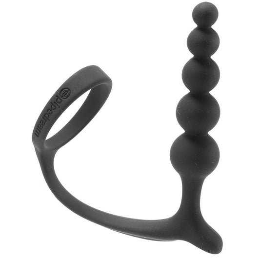 Anal Fantasy Ass-Gasm Beaded Cock Ring Plug in Black