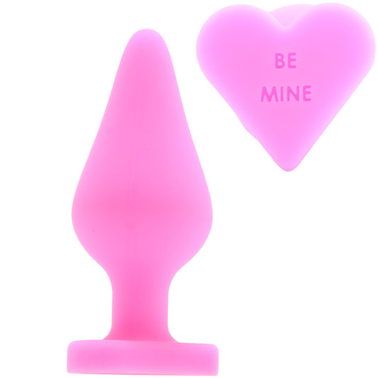Candy Hearts Be Mine Small Butt Plug in Pink
