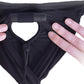 Ouch! Black Vibrating Strap-On Strappy Thong in XS/S
