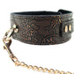 Lockable Lined Collar and Leash in Metallic Floral
