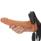 Real Rock Hollow Vibrating 9 Inch Ballsy Strap-On in Tan
