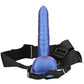 Ouch! Ribbed 8 Inch Hollow Ballsy Strap-On in Metallic Blue