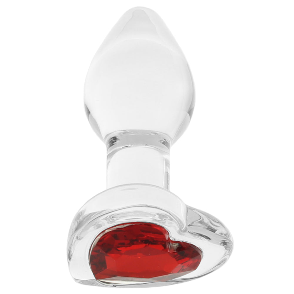 Booty Sparks Red Heart Gem Glass Anal Plug in Small