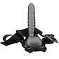 Ouch! Ribbed 8 Inch Hollow Ballsy Strap-On in Gunmetal
