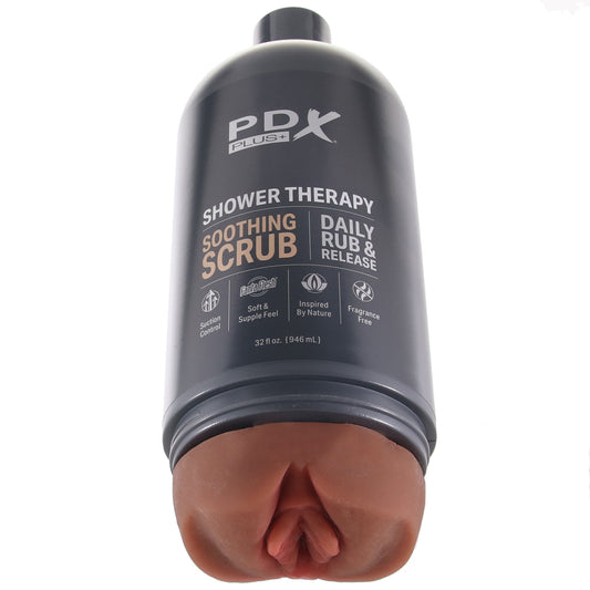 PDX Shower Therapy Soothing Scrub Stroker in Brown