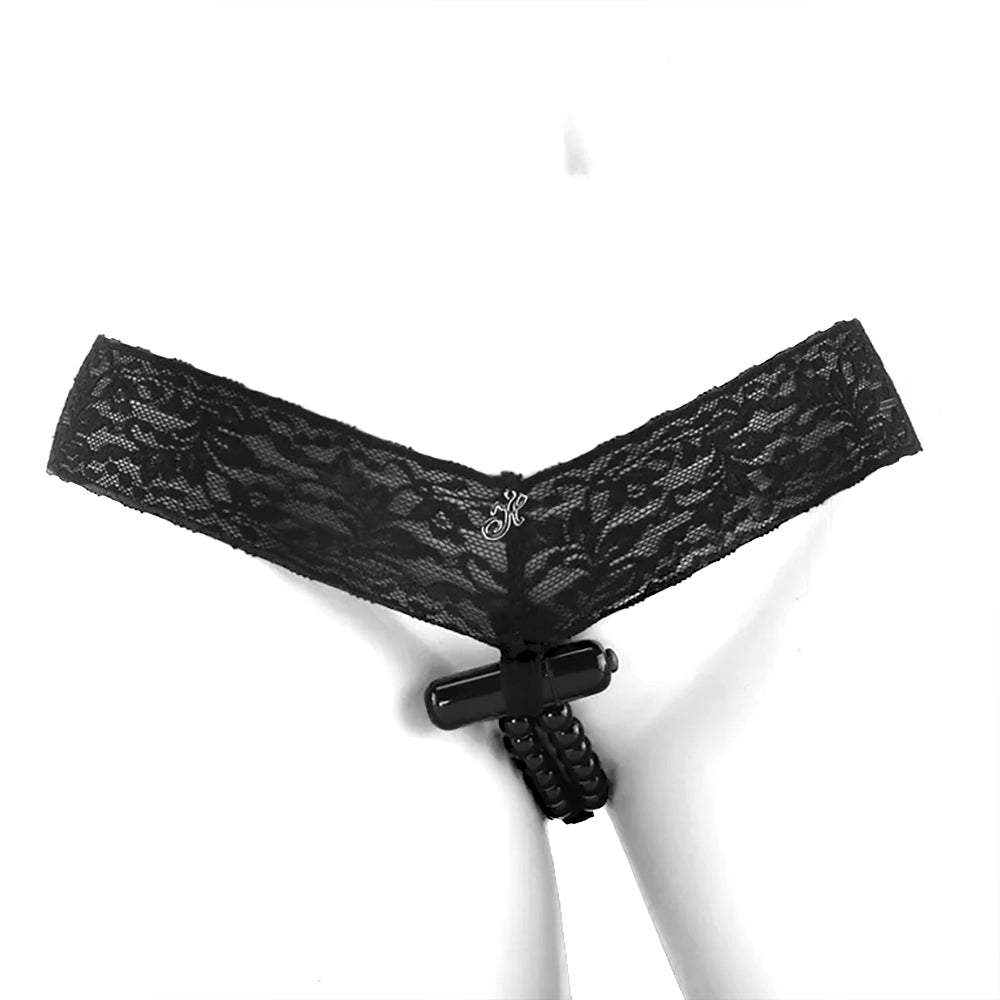 Crotchless Vibrating Panties with Pleasure Beads /M