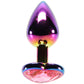Small Aluminum Plug with Pink Heart Gem in Multicolor