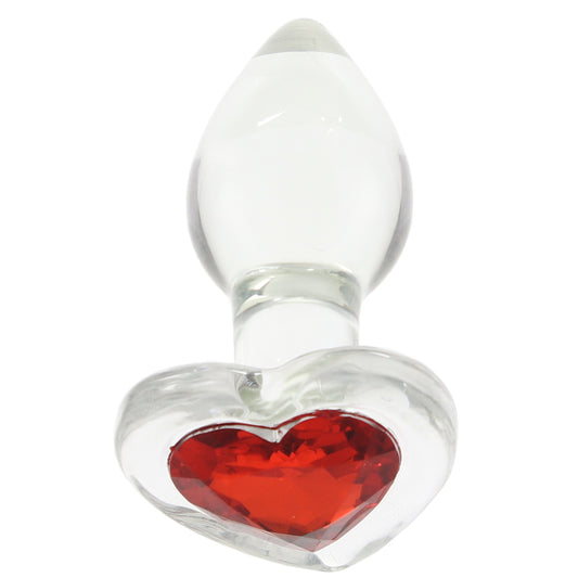 Adam & Eve Red Heart Gem Glass Plug in Small