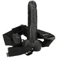 Real Rock Hollow Vibrating 7 Inch Ballsy Strap-On in Black