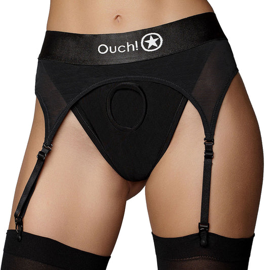 Ouch! Vibrating Strap-on Garter Thong in XS/S