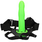Ouch! Curved 8 Inch Hollow Strap-On in Glowing Green
