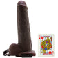 9 Inch Hollow Squirting Strap-On with Balls in Brown