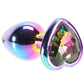 Small Aluminum Plug with Rainbow Heart Gem in Multicolor