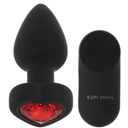 Booty Sparks Red Heart Gem Vibrating Anal Plug